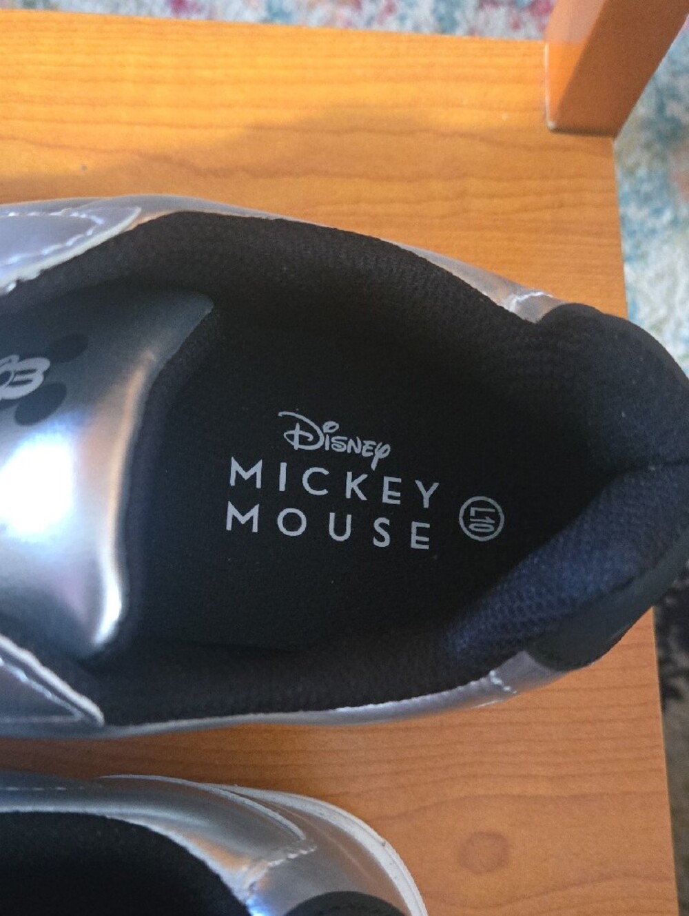 Disney Mickey Mouse Metallic Silver Sneakers Low Top Lace Up Shoes Womens 10 - Picture 6 of 7